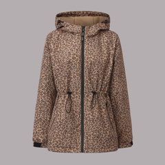 Women's Adjustable Fit Waterproof Rain Jacket  Leopard