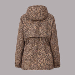 Women's Adjustable Fit Waterproof Rain Jacket  Leopard