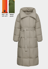 WarmCore™ Extra Long Length Belted Button Puffer