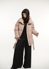 Mid Length Belted Puffer Jacket