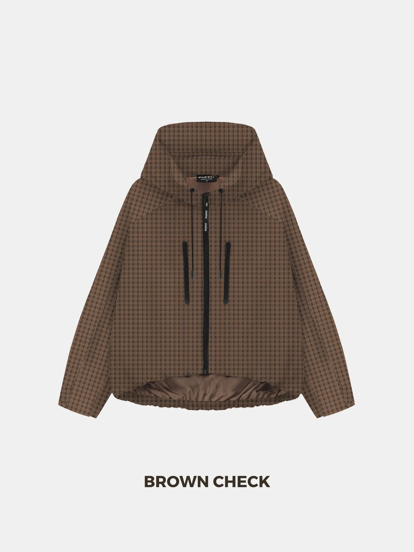 STM-TEX™ One Size Brown Check Short Oversized Rain Jacket