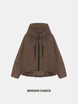 STM-TEX™ One Size Brown Check Short Oversized Rain Jacket