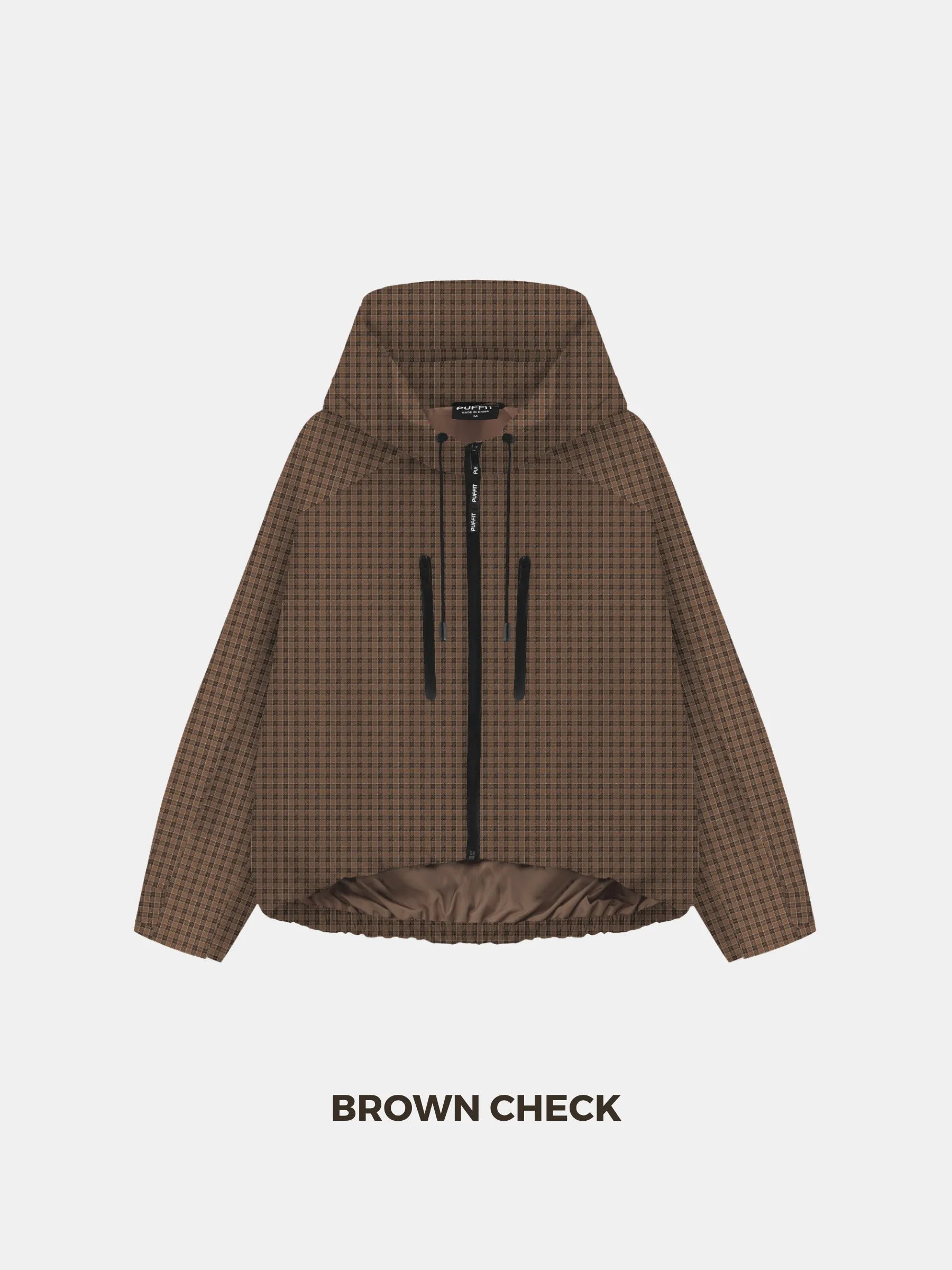 STM-TEX™ One Size Brown Check Short Oversized Rain Jacket