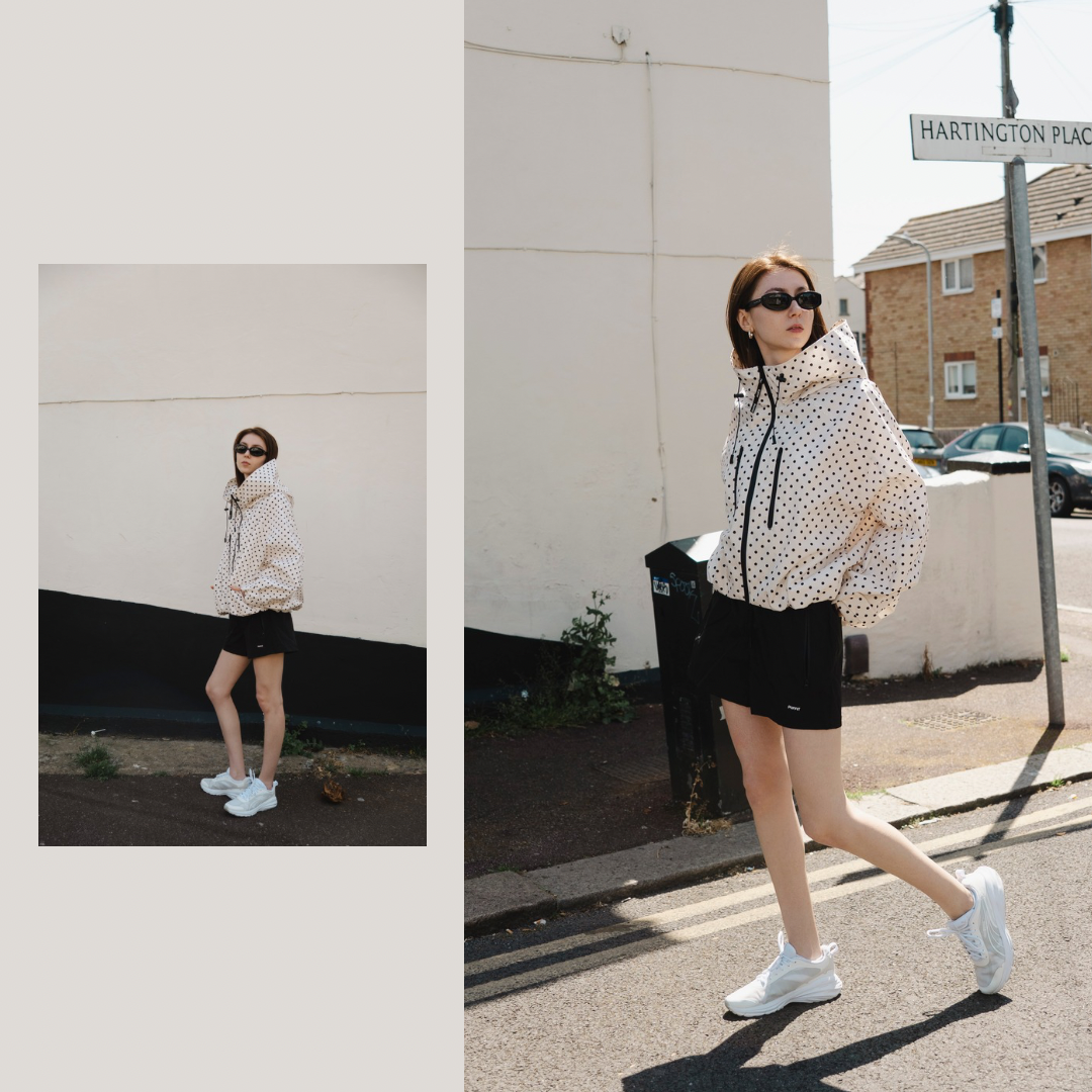 STM-TEX™ One Size Pin Dot Short Oversized Rain Jacket