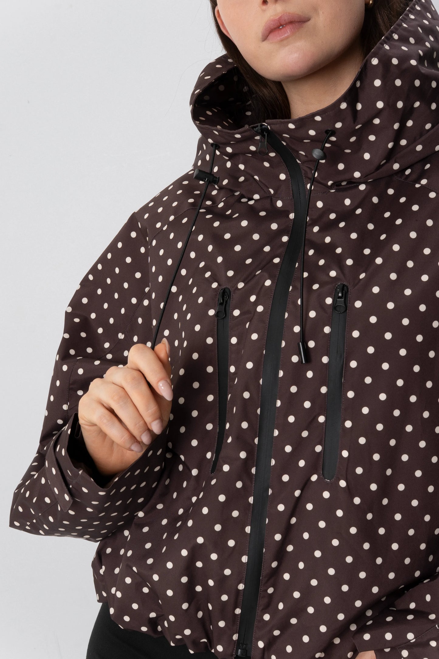 STM-TEX™ One Size Brown Dot Short Oversized Rain Jacket