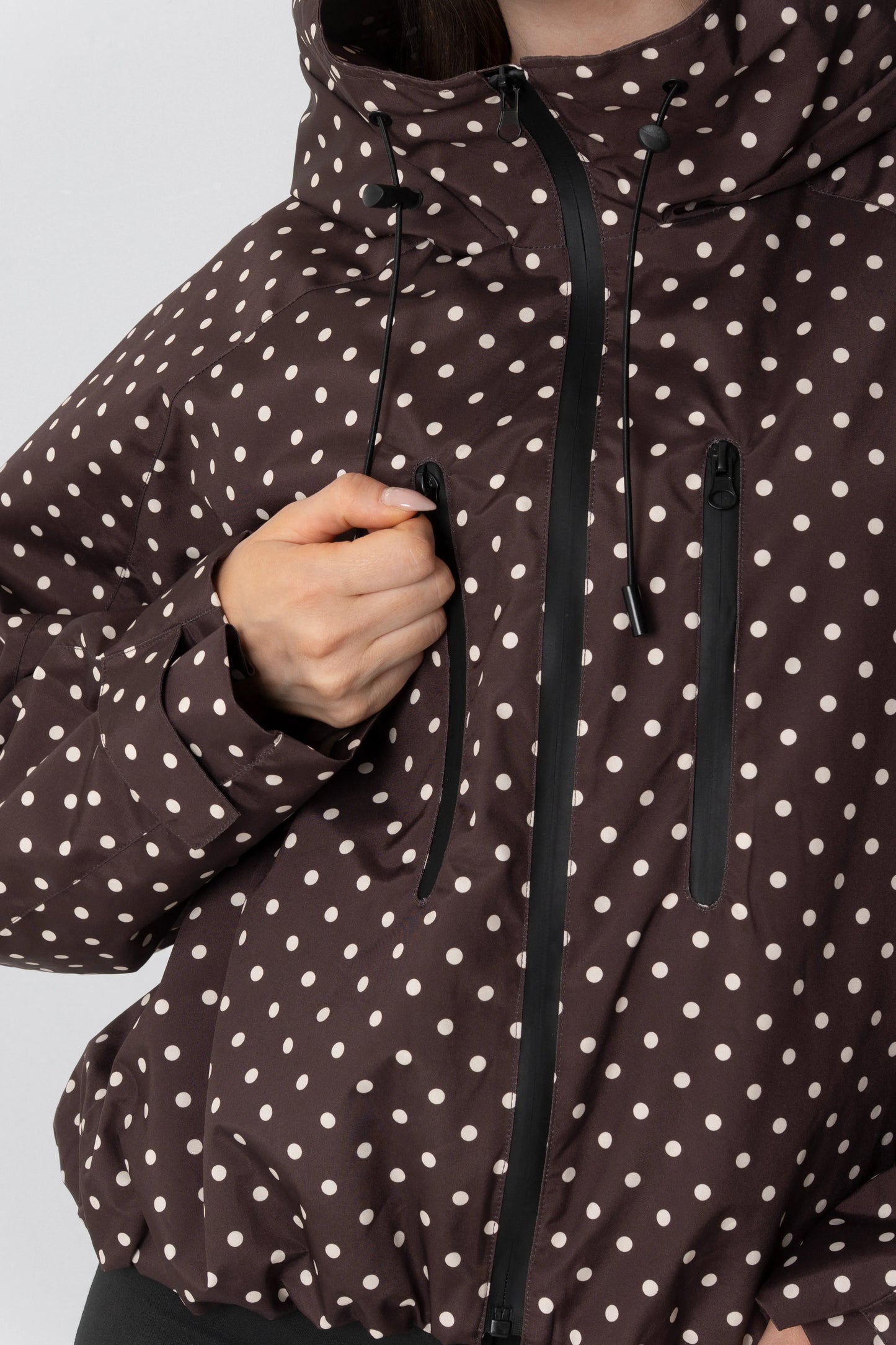 STM-TEX™ One Size Brown Dot Short Oversized Rain Jacket