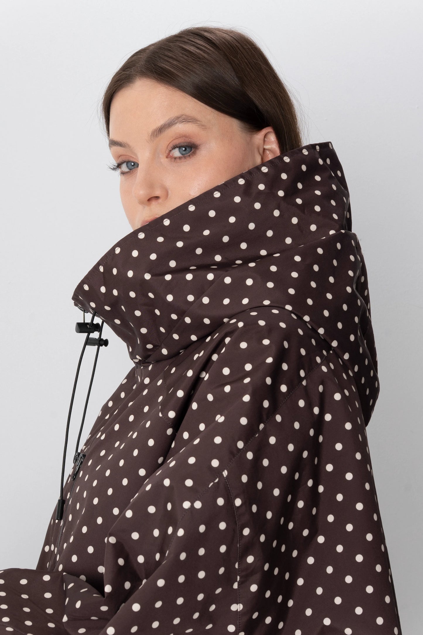 STM-TEX™ One Size Brown Dot Short Oversized Rain Jacket