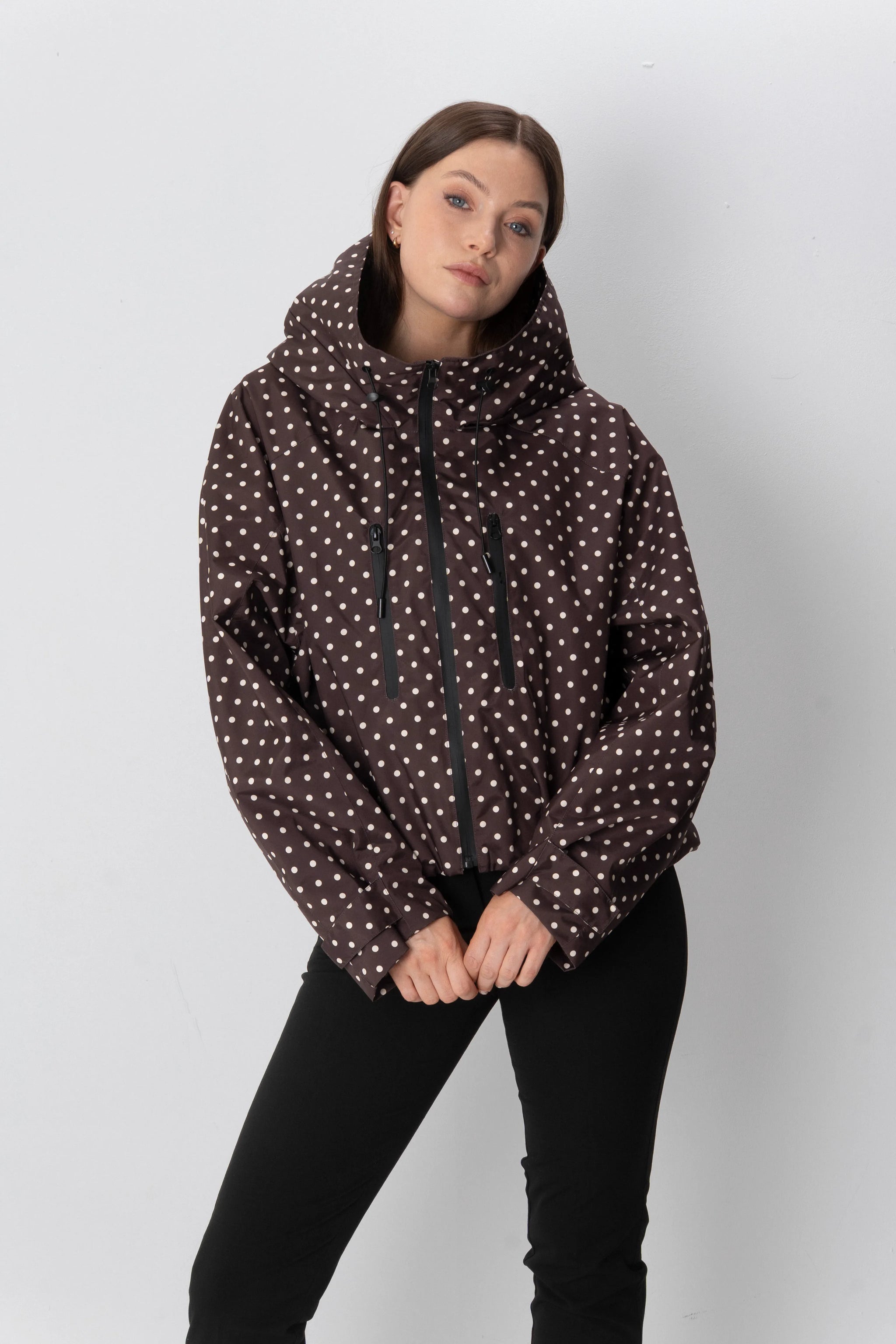 STM-TEX™ One Size Brown Dot Short Oversized Rain Jacket