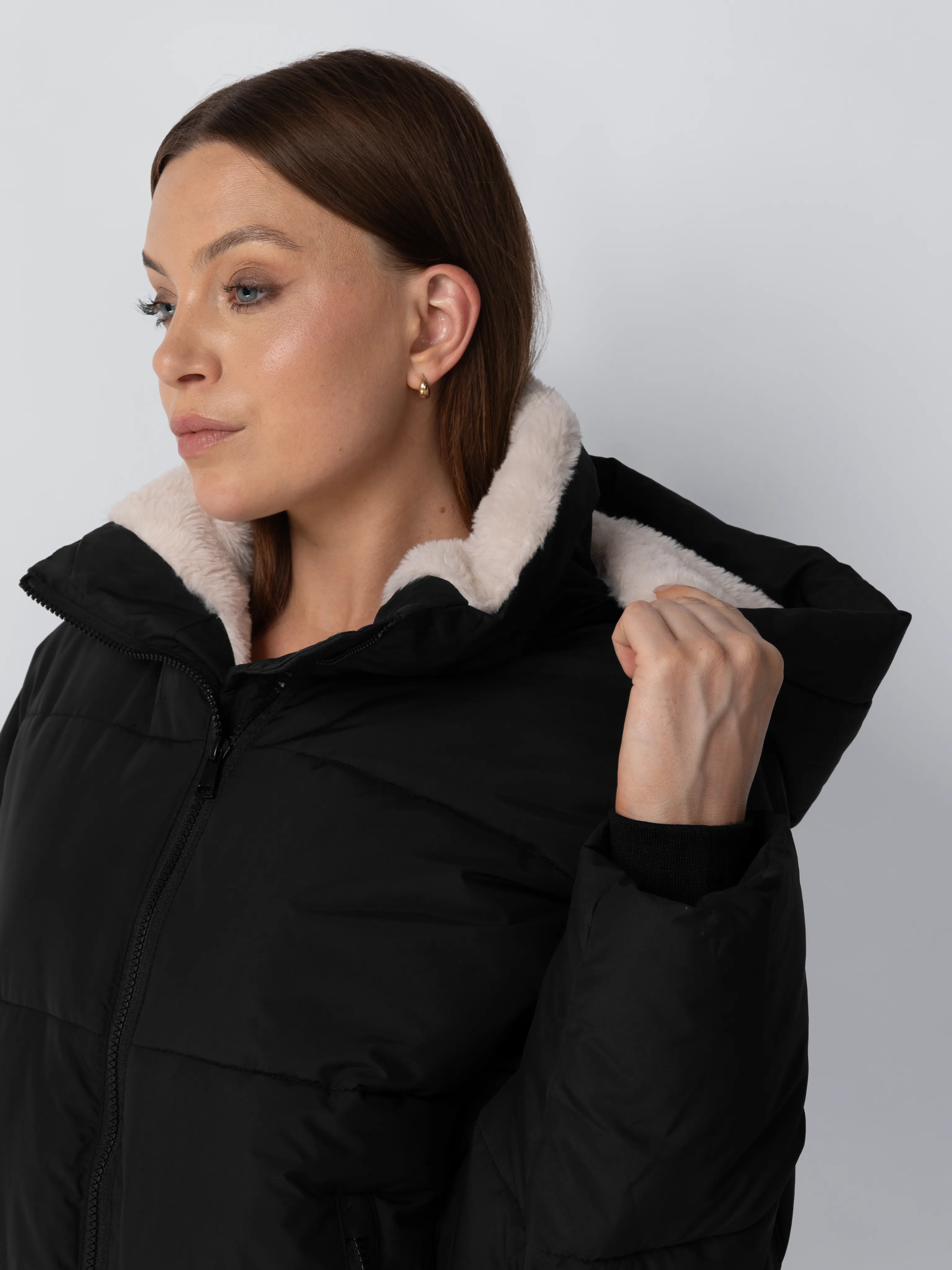 WarmCore™ Faux Fur Lined Detachable Hooded Short Puffer Jacket