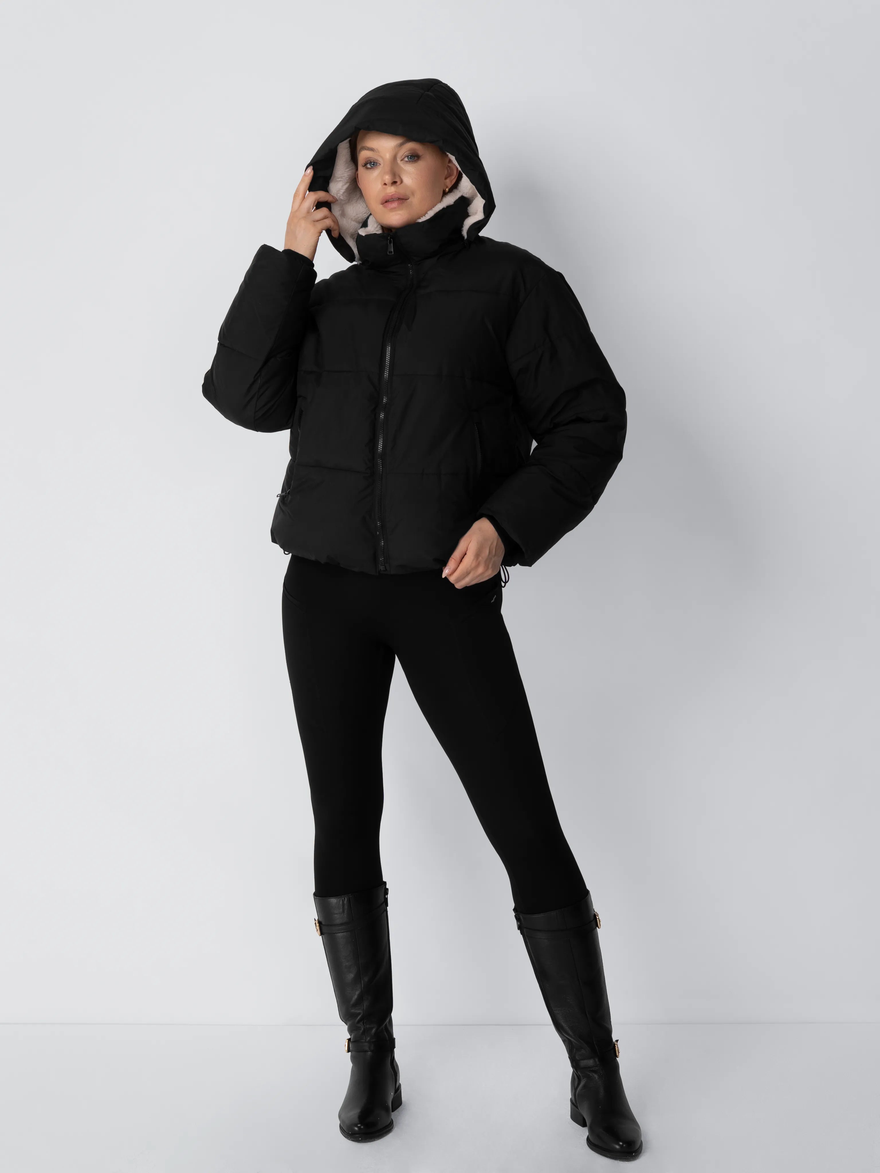 WarmCore™ Faux Fur Lined Detachable Hooded Short Puffer Jacket