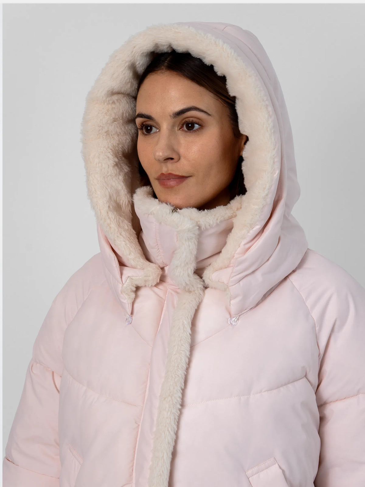 WarmCore™ Faux Fur Lined Detachable Hood Trim Bomber Jacket