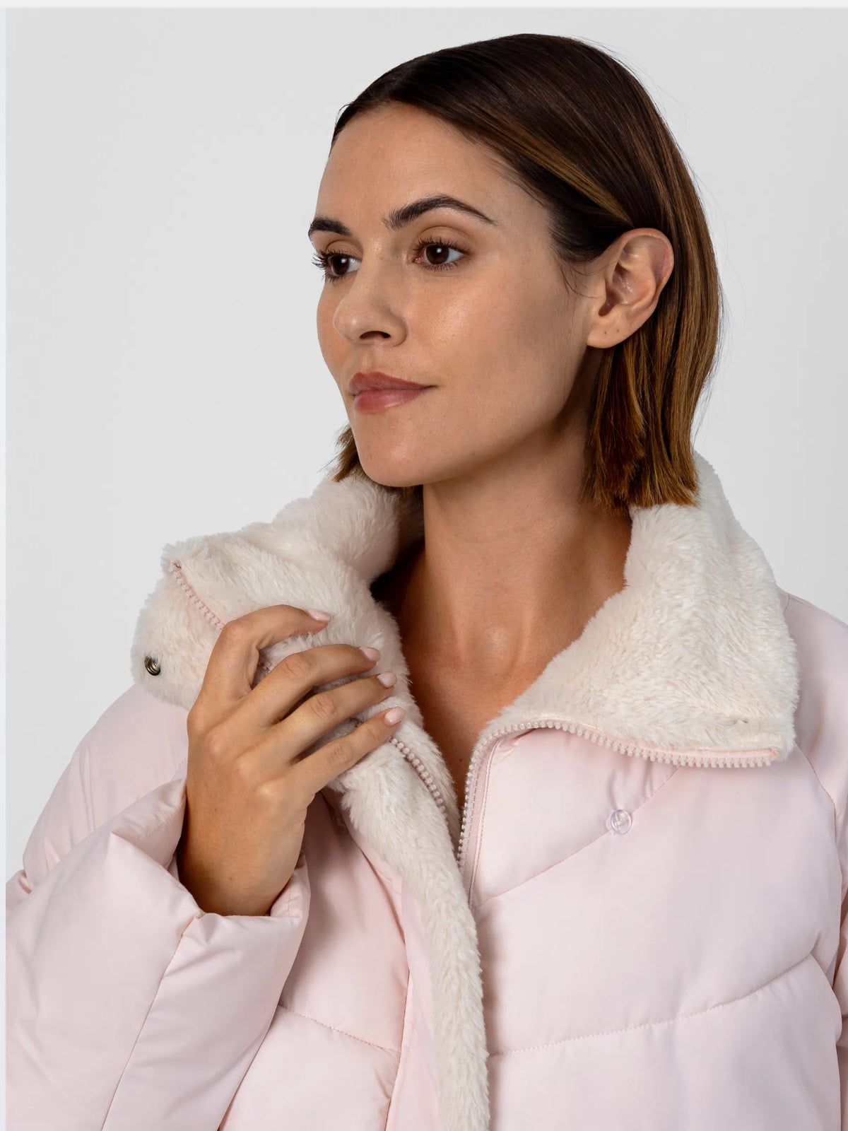 WarmCore™ Faux Fur Lined Detachable Hood Trim Bomber Jacket