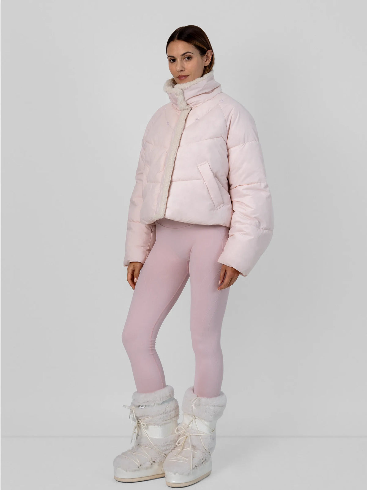 WarmCore™ Faux Fur Lined Detachable Hood Trim Bomber Jacket