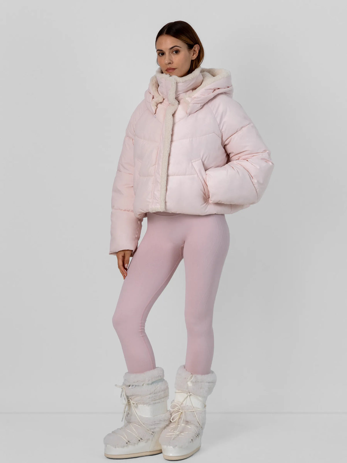 WarmCore™ Faux Fur Lined Detachable Hood Trim Bomber Jacket
