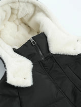 WarmCore™ Klassische lange Steppjacke mit Kapuze, gefüttert mit Kunstfell