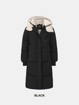 WarmCore™ Klassische lange Steppjacke mit Kapuze, gefüttert mit Kunstfell