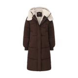 WarmCore™ Klassische lange Steppjacke mit Kapuze, gefüttert mit Kunstfell