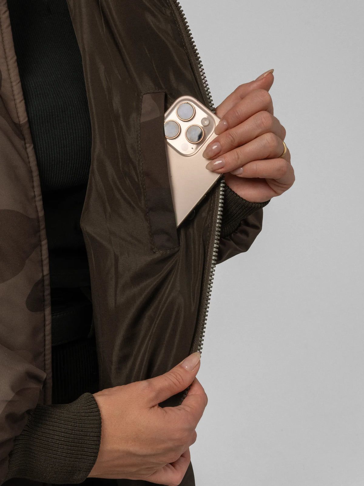 WarmCore™ Brown Camo Classic Long Hooded Puffer Jacket