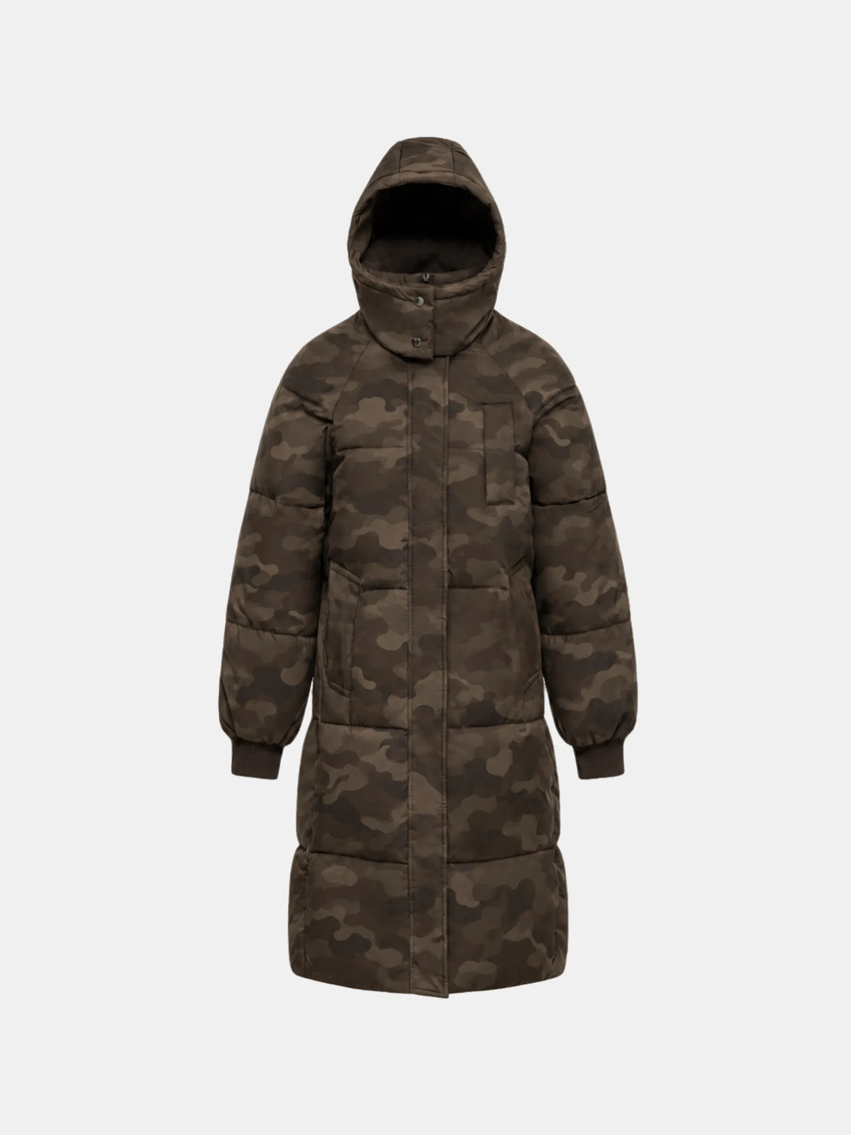 WarmCore™ Brown Camo Classic Long Hooded Puffer Jacket