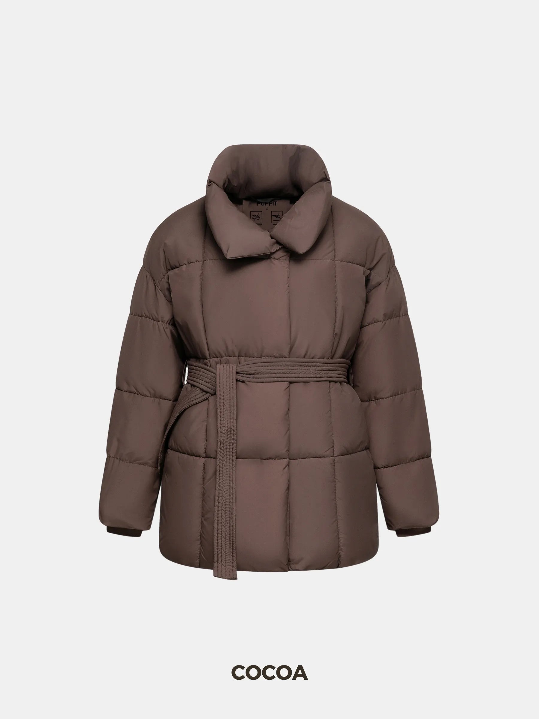 Chaqueta acolchada con capucha desmontable WarmCore™ en negro brillante 