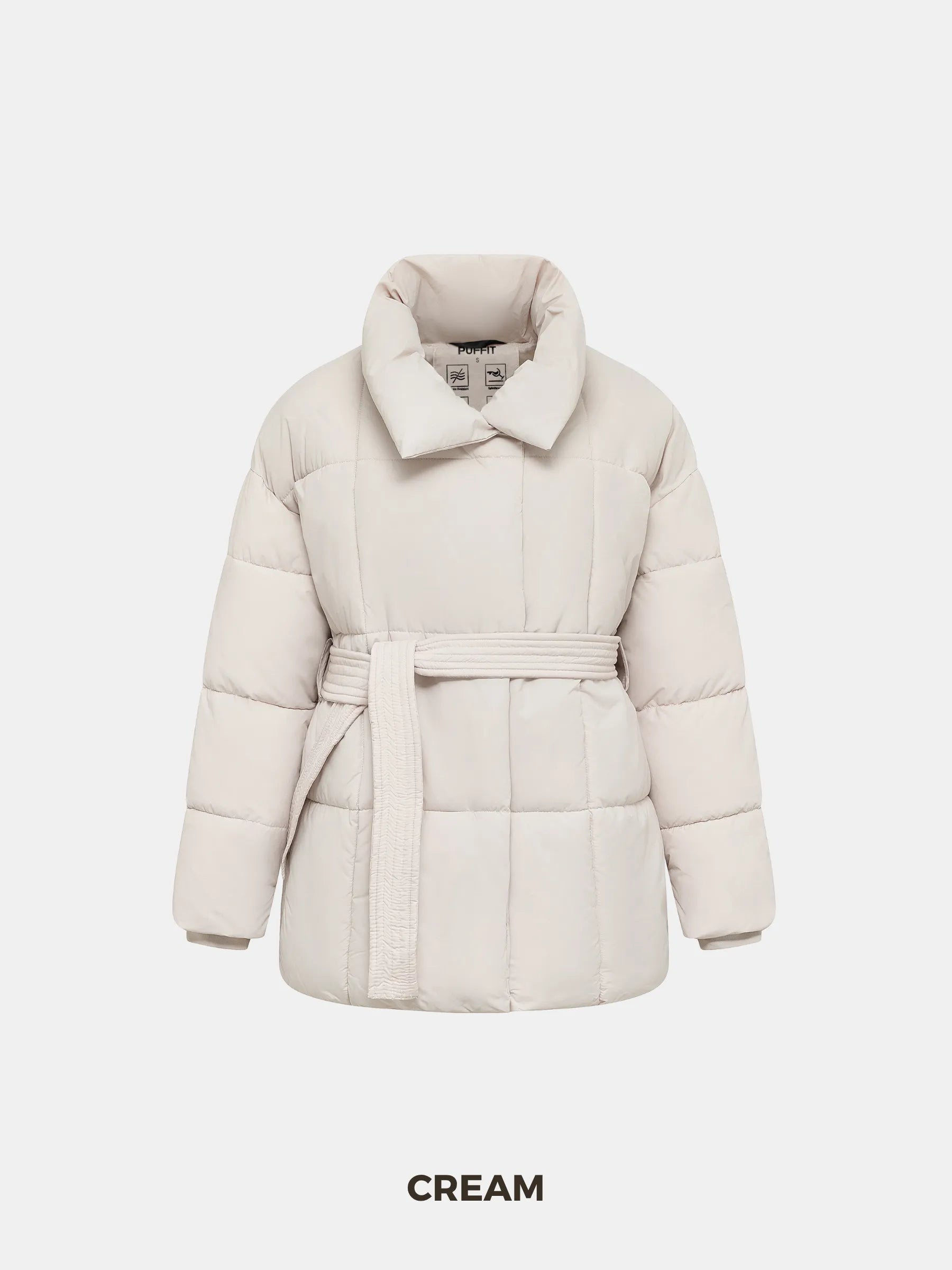 Chaqueta acolchada con capucha desmontable WarmCore™ en negro brillante 