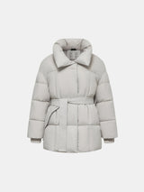 WarmCore Premium Mid Length Belted Puffer Jacket Women Casual Coat