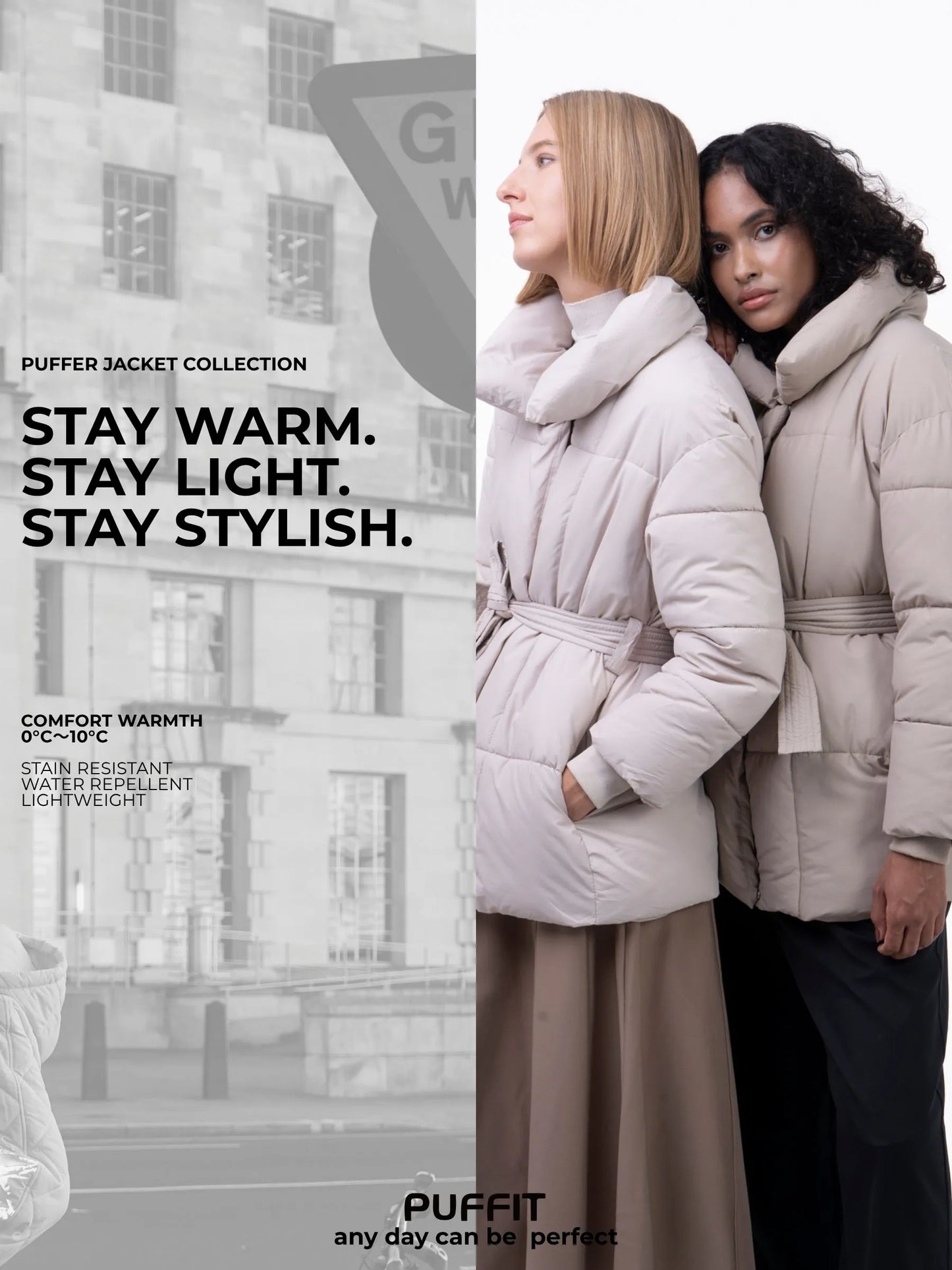 WarmCore Premium Mid Length Belted Puffer Jacket Women Casual Coat