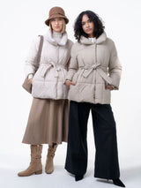 WarmCore Premium Mid Length Belted Puffer Jacket Women Casual Coat
