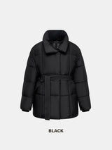 WarmCore Premium Mid Length Belted Puffer Jacket Women Casual Coat