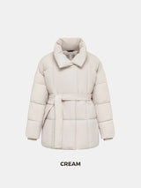 WarmCore Premium Mid Length Belted Puffer Jacket Women Casual Coat