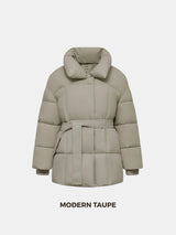 WarmCore Premium Mid Length Belted Puffer Jacket Women Casual Coat