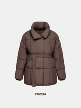 WarmCore Premium Mid Length Belted Puffer Jacket Women Casual Coat