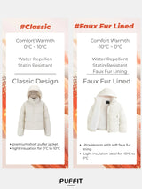 WarmCore™ Short Faux Fur Lined Detachable Hooded  Puffer Jacket