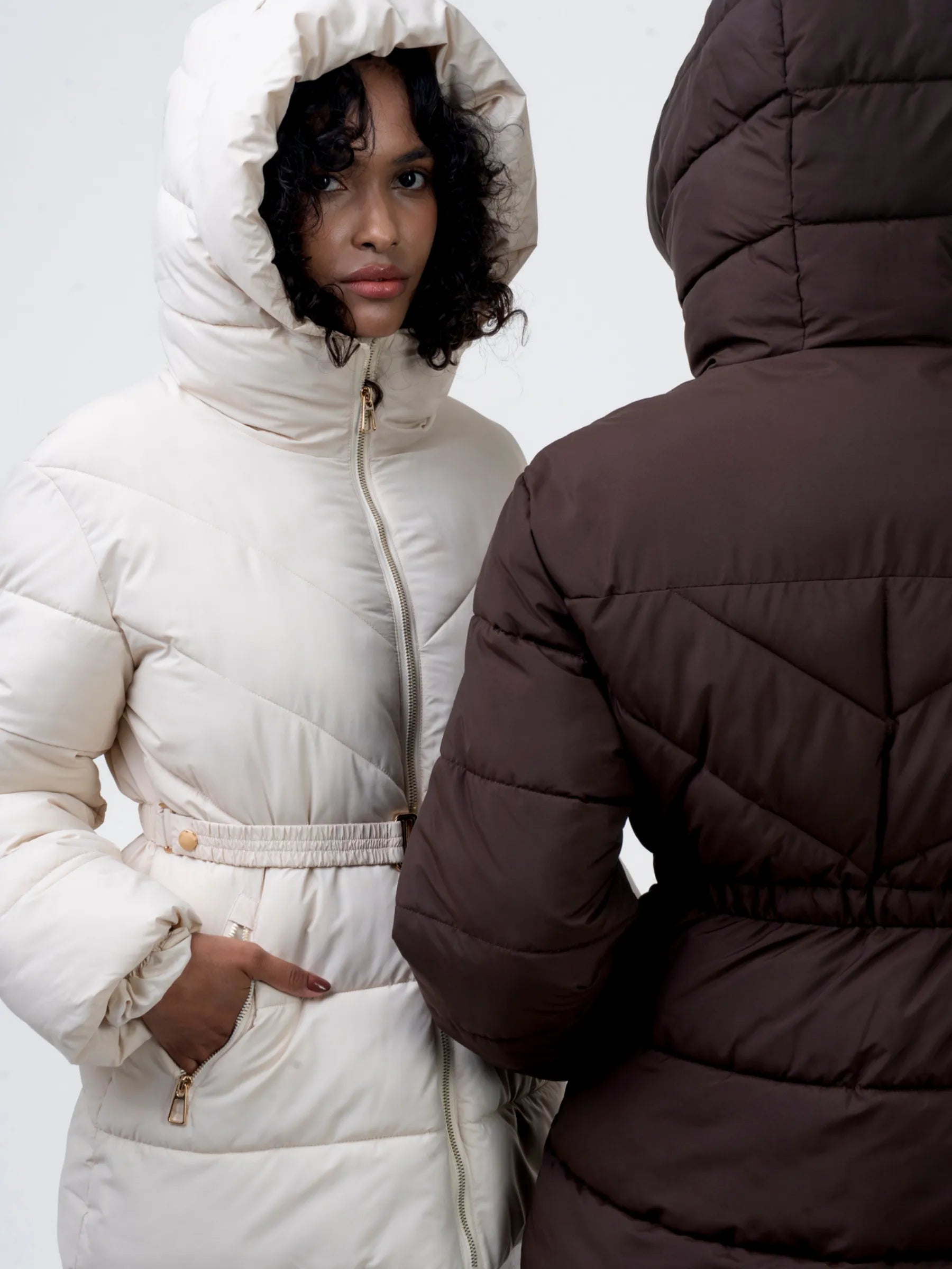 WarmCore™ Gold-tone Belted Puffer Jacket