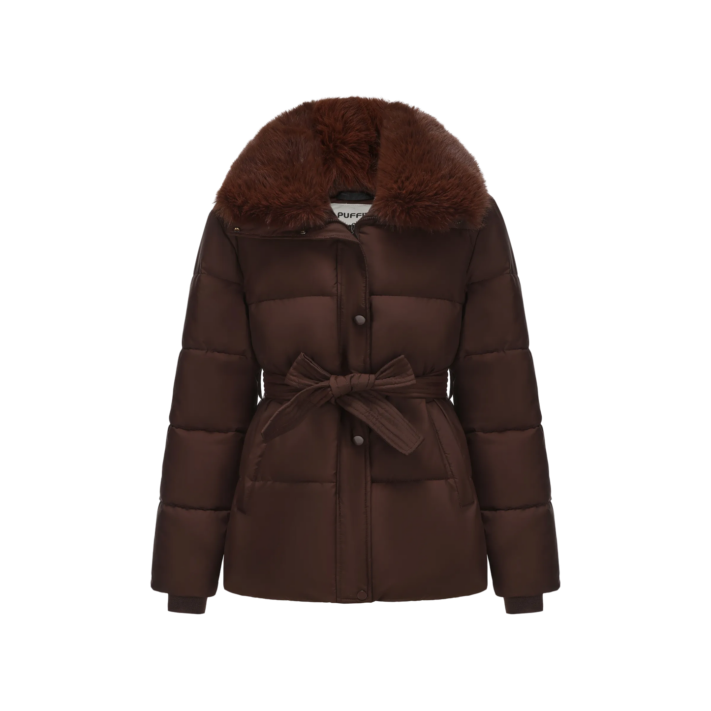 WarmCore™ Premium Elegante Steppjacke mit abnehmbarem Kunstpelzkragen und Gürtel