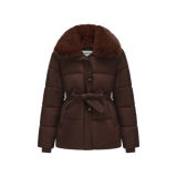 WarmCore™ Premium Elegante Steppjacke mit abnehmbarem Kunstpelzkragen und Gürtel
