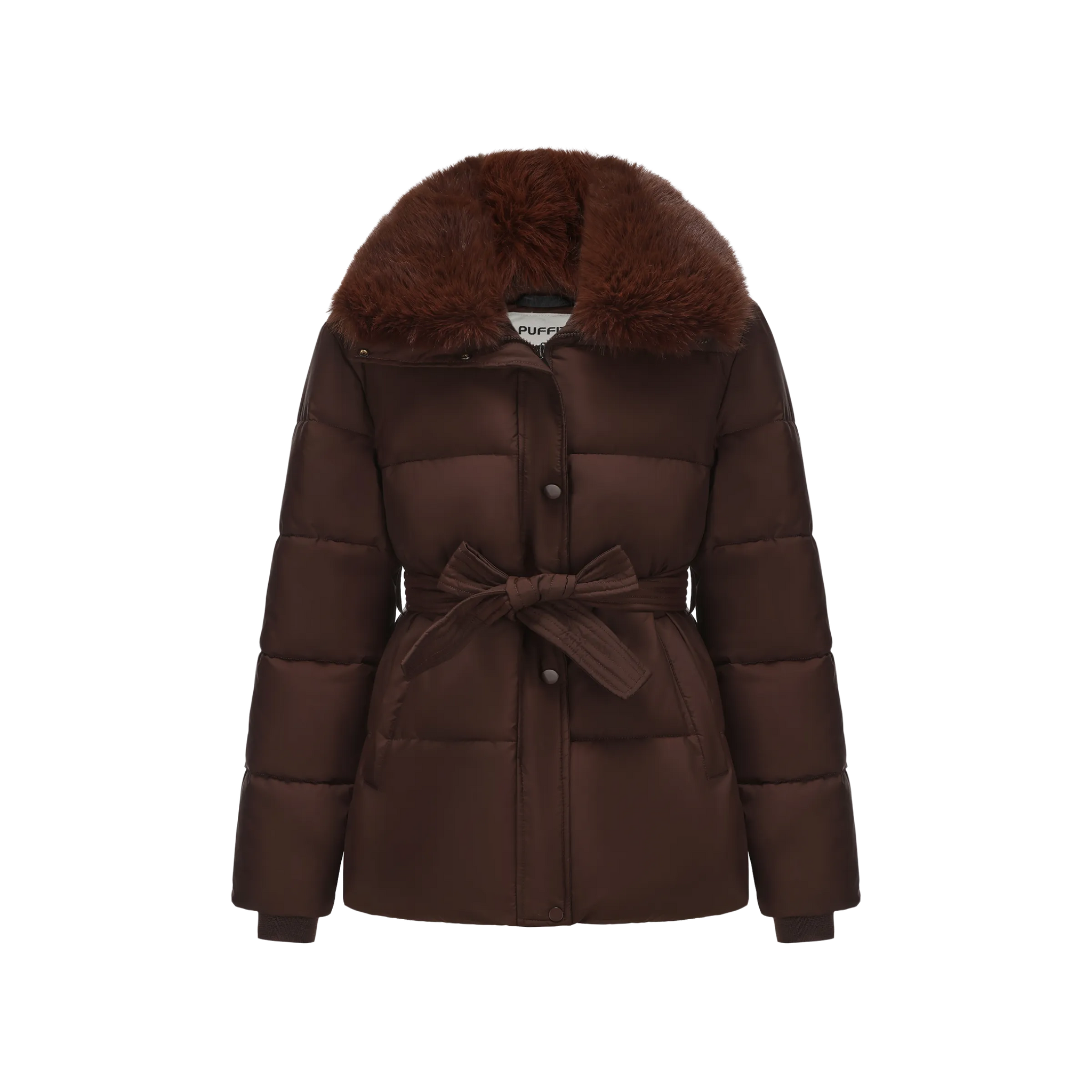 WarmCore™ Premium Elegante Steppjacke mit abnehmbarem Kunstpelzkragen und Gürtel