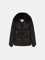 WarmCore™ Premium Elegant Detachable Faux Fur Collar Puffer With Belt