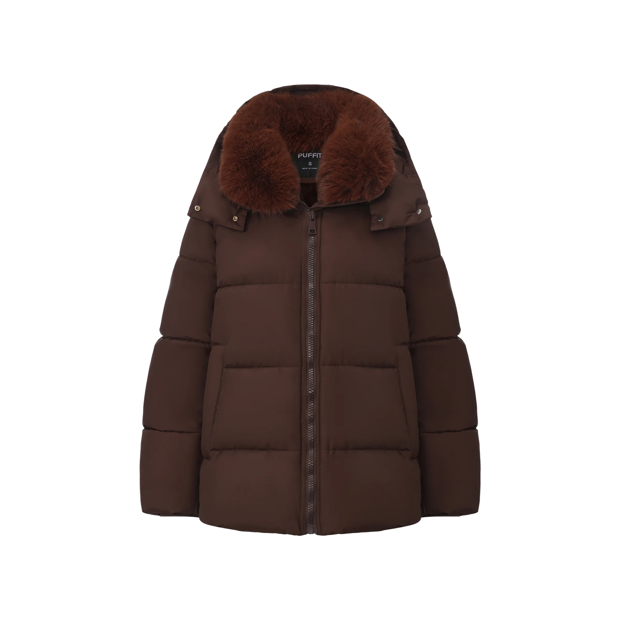 WarmCore™ Steppjacke mit abnehmbarer Kapuze und Kunstpelzkragen