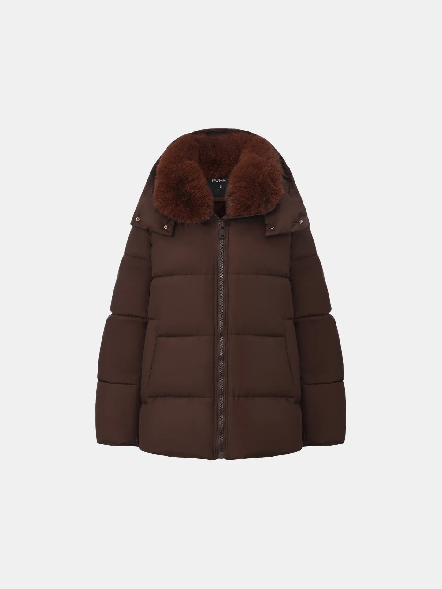 WarmCore™ Detachable Faux Fur Collar Hooded Puffer