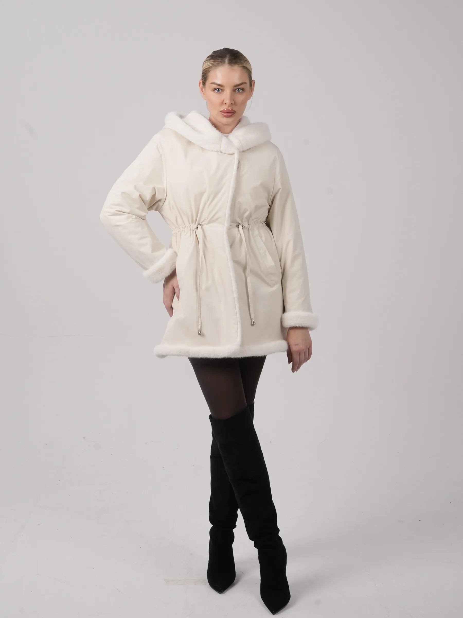 STM-TEX™ Faux Fur Lined Mid Length Rain Coat