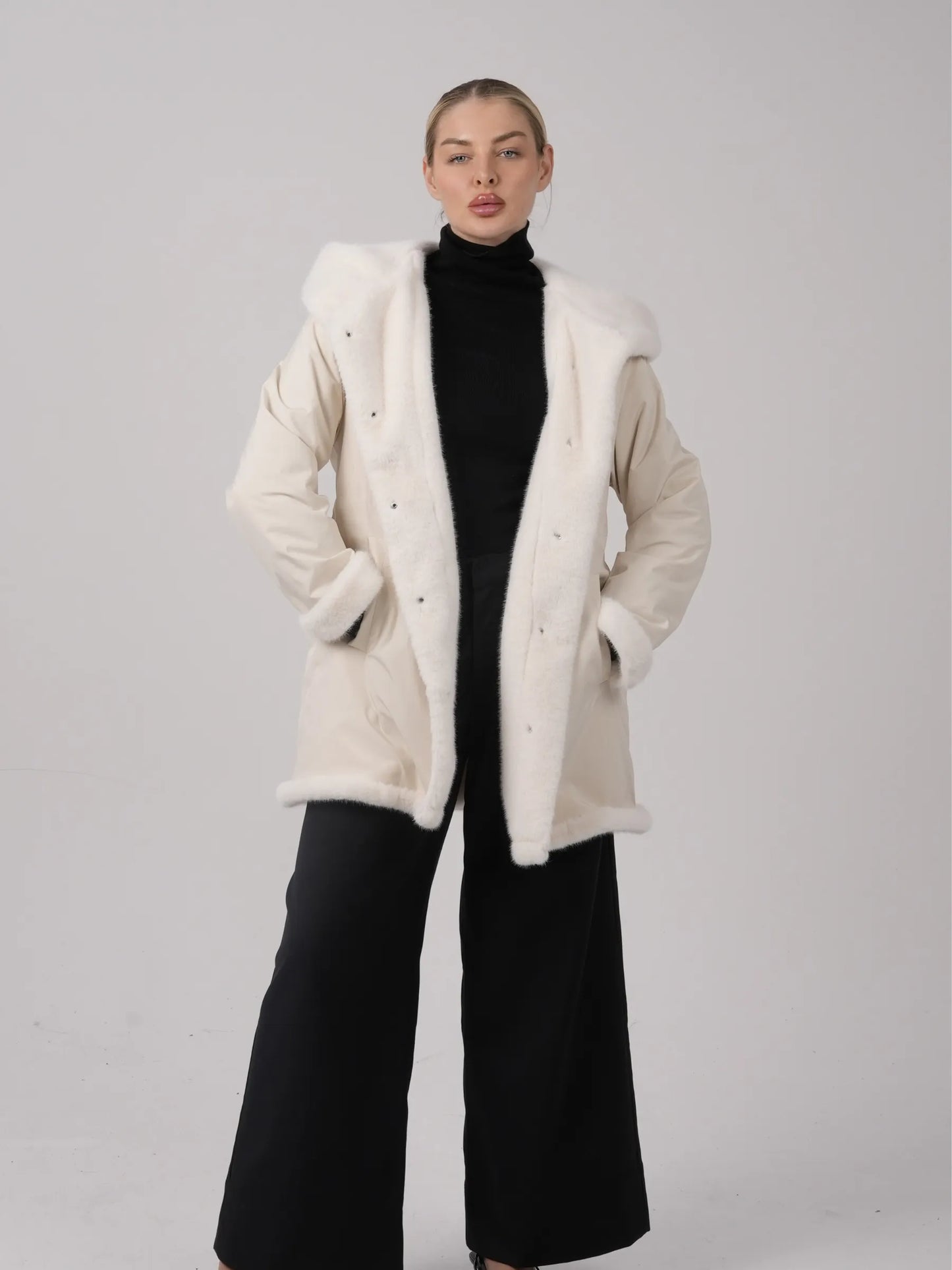 STM-TEX™ Faux Fur Lined Mid Length Rain Coat