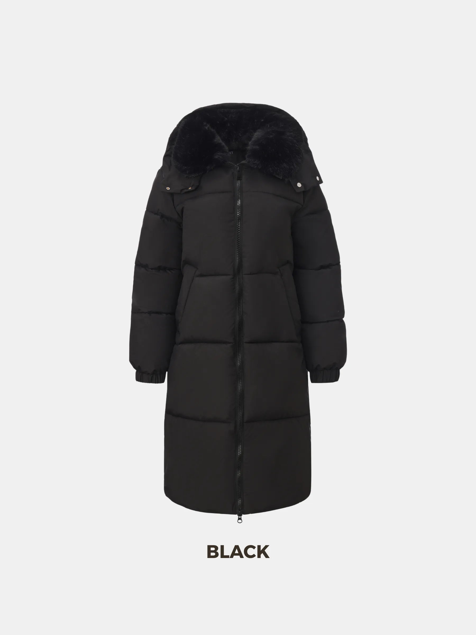 WarmCore™ Faux Fur Collar Long Puffer Jacket