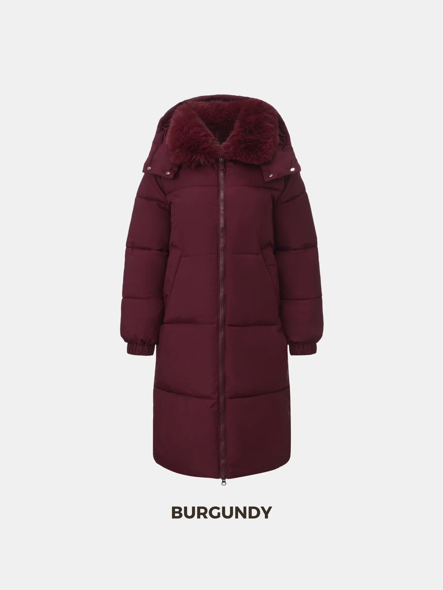 WarmCore™ Faux Fur Collar Long Puffer Jacket