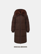 WarmCore™ Faux Fur Collar Long Puffer Jacket