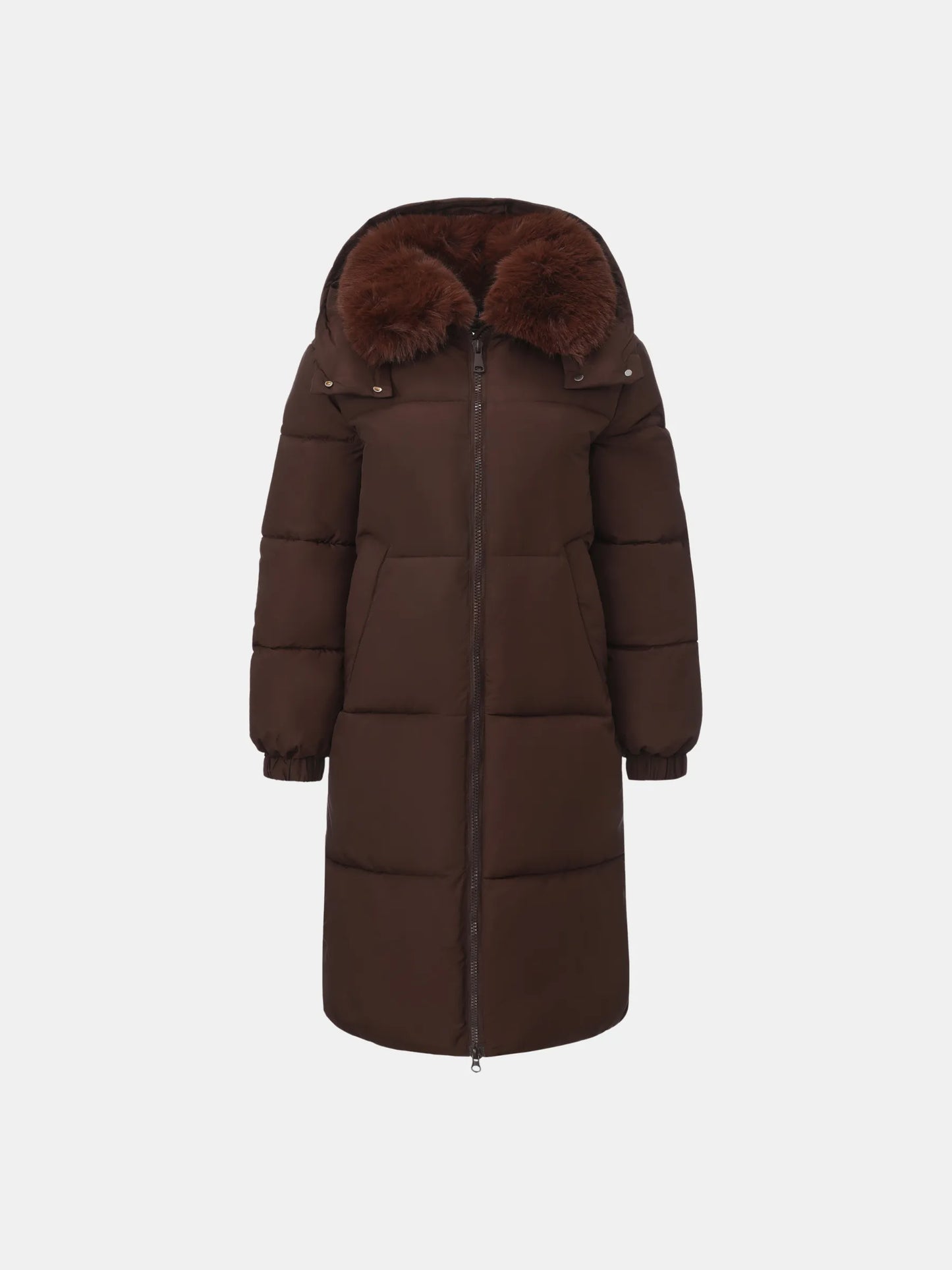 WarmCore™ Faux Fur Collar Long Puffer Jacket