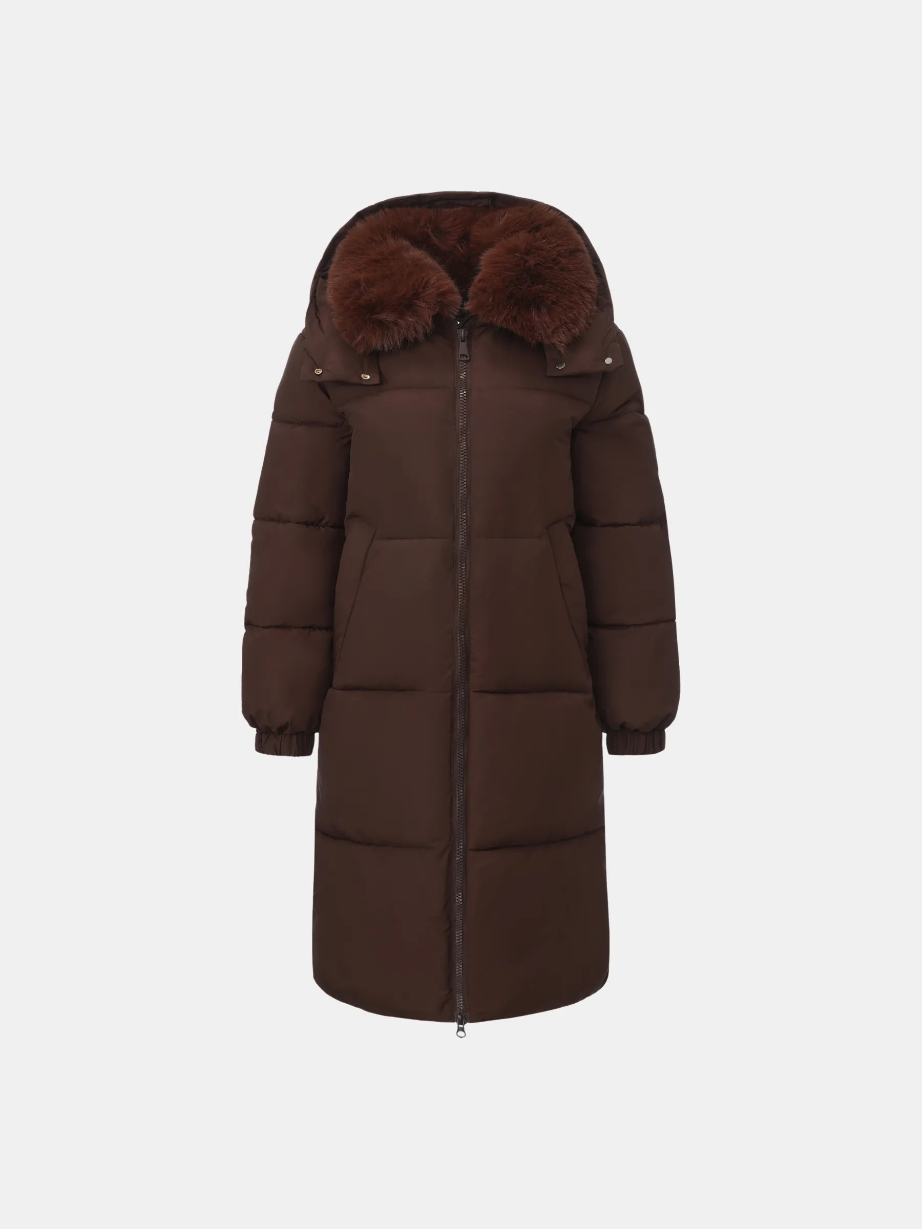 WarmCore™ Faux Fur Collar Long Puffer Jacket