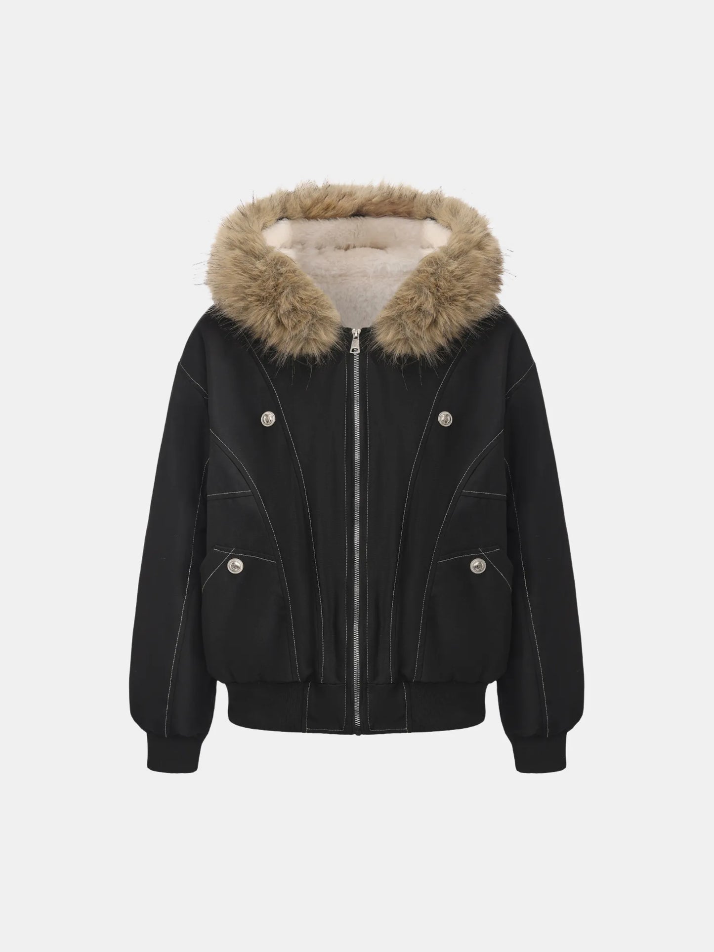 WarmCore™ Faux Fur Lined And Trim Bomber Jacket