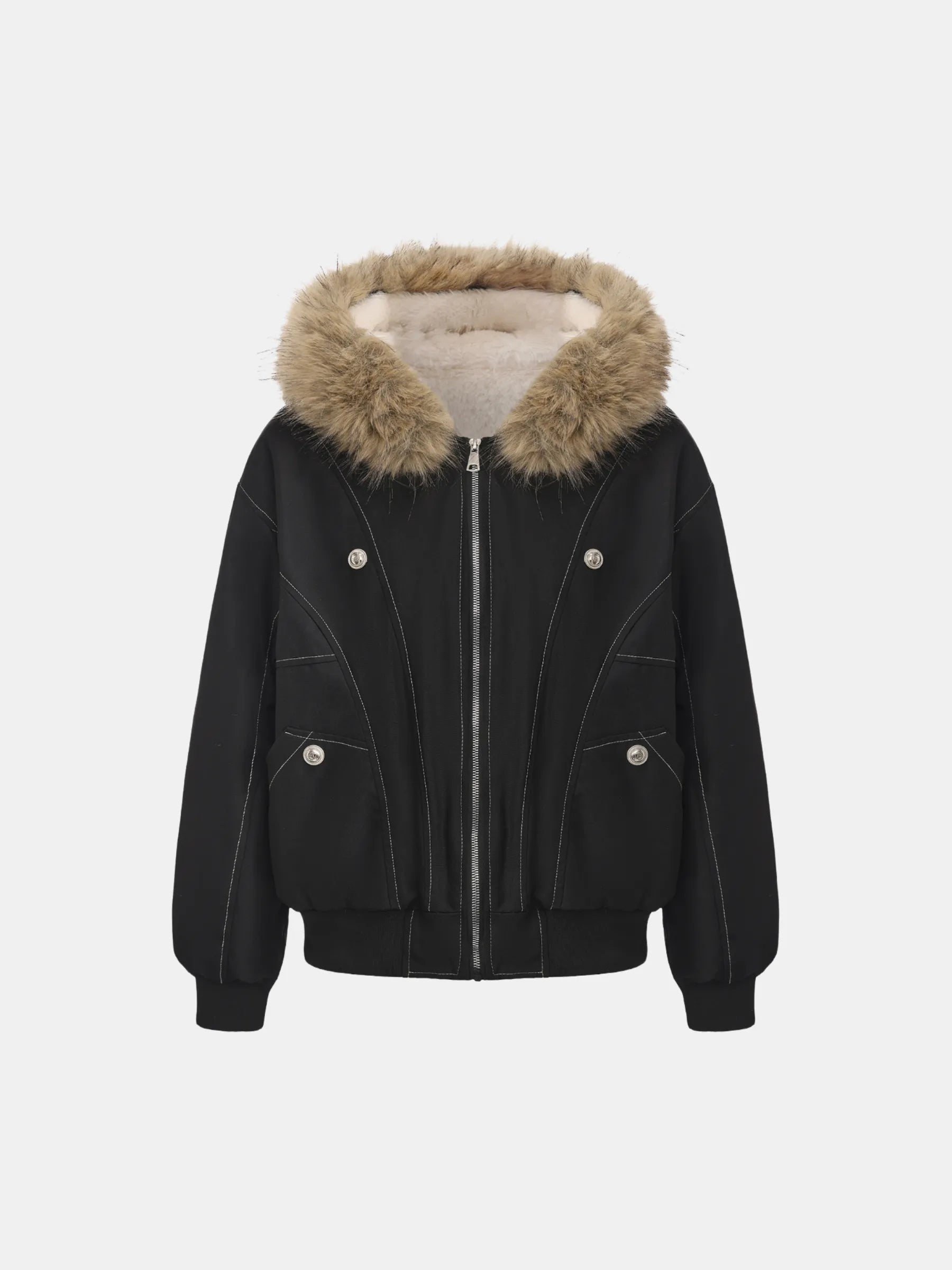 WarmCore™ Faux Fur Lined And Trim Bomber Jacket