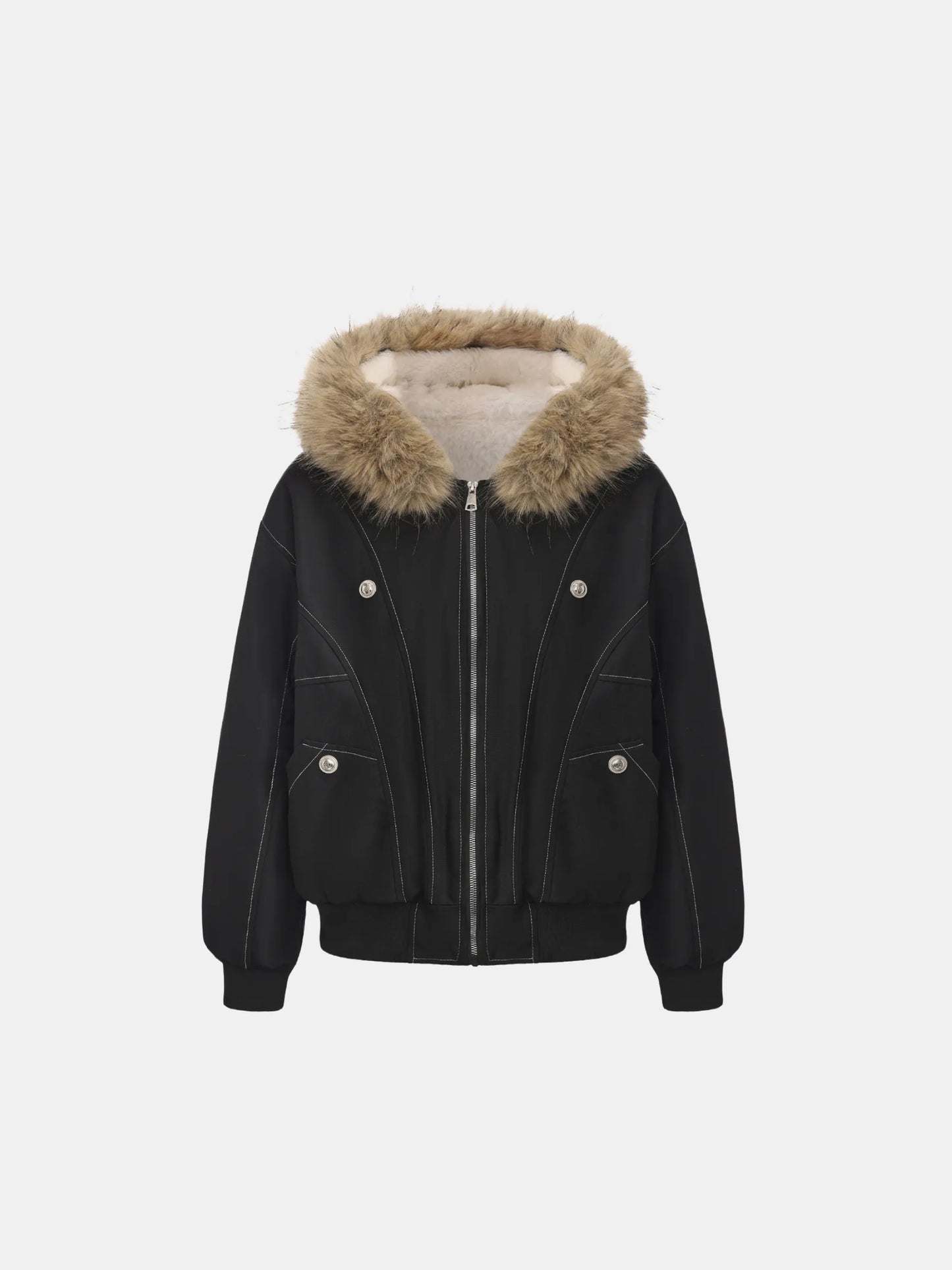 WarmCore™ Faux Fur Lined And Trim Bomber Jacket